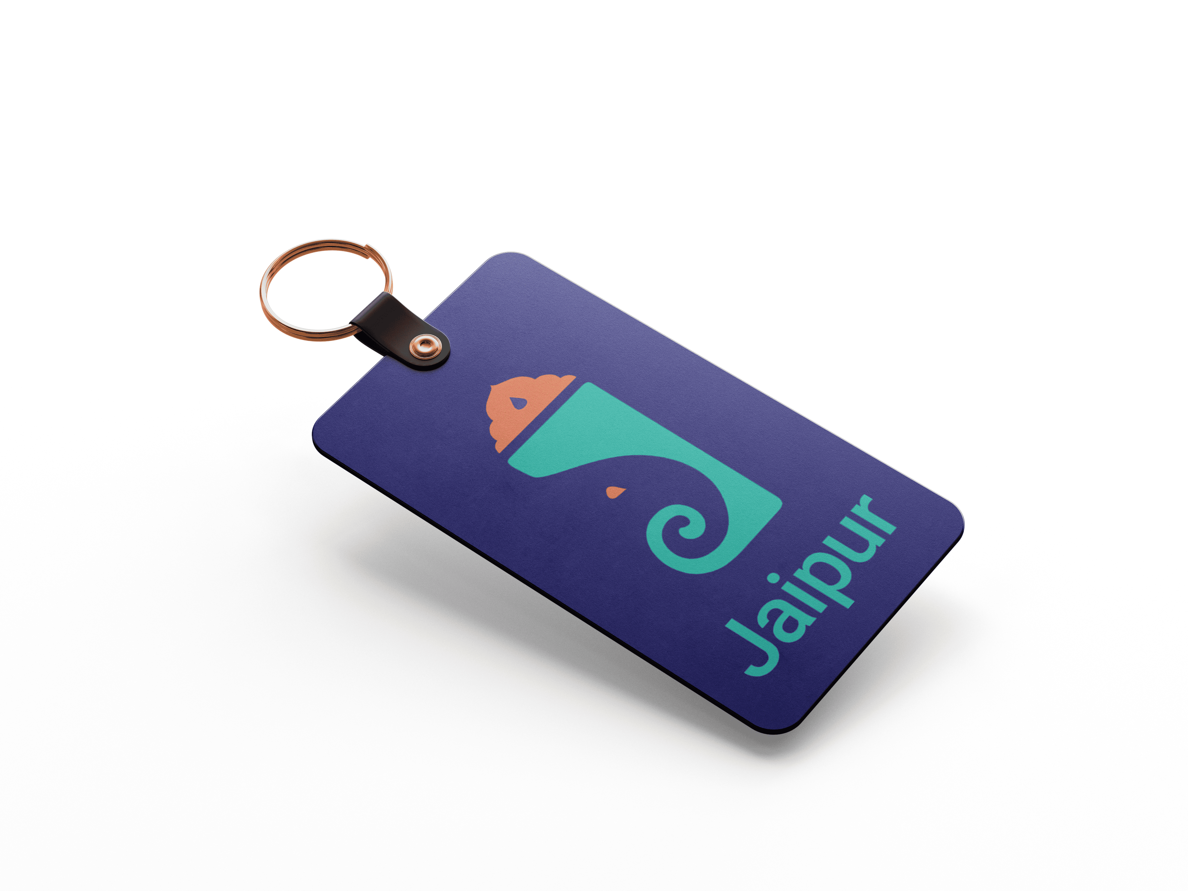 Branded keychain mockup featuring Jaipur logo emblem