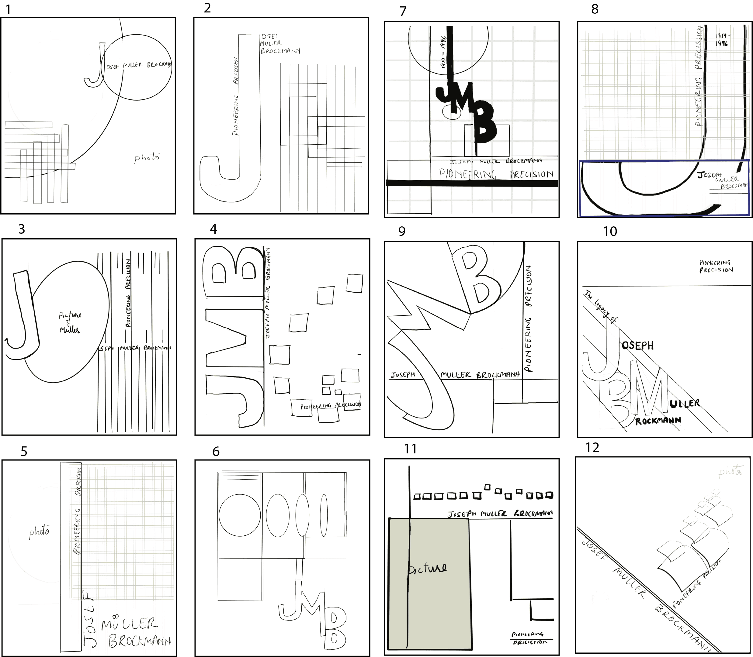 Layout sketch exploring headline placement and asymmetrical grid